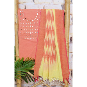 Mirror Work Bhagalpuri Ikat Dupatta Set - SSEthnics