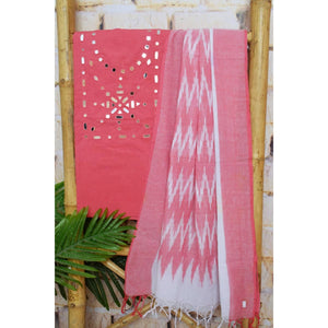 Mirror Work Bhagalpuri Ikat Dupatta Set - SSEthnics