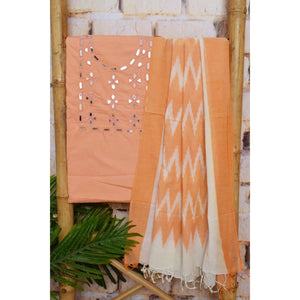 Mirror Work Bhagalpuri Ikat Dupatta Set - SSEthnics