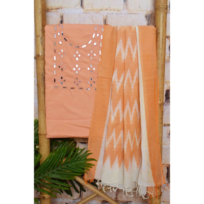 Mirror Work Bhagalpuri Ikat Dupatta Set - SSEthnics