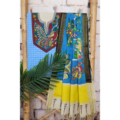 Pen Kalamkari Patchwork Cotton Suit