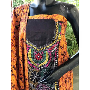 Kantha Hand Embroidered Cotton Suit with Batik