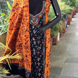 Kantha Hand Embroidered Cotton Suit with Batik