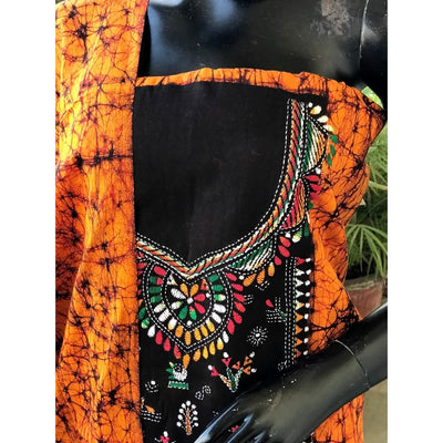 Kantha Hand Embroidered Cotton Suit with Batik