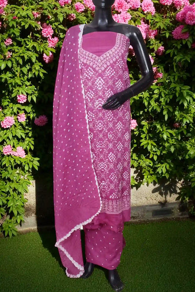 Bandhani Cotton Designer Suit with Embroidery