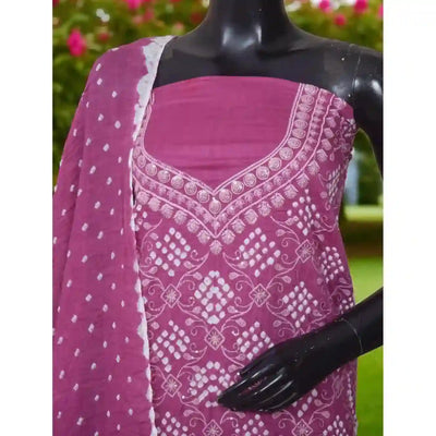 Bandhani Cotton Designer Suit with Embroidery