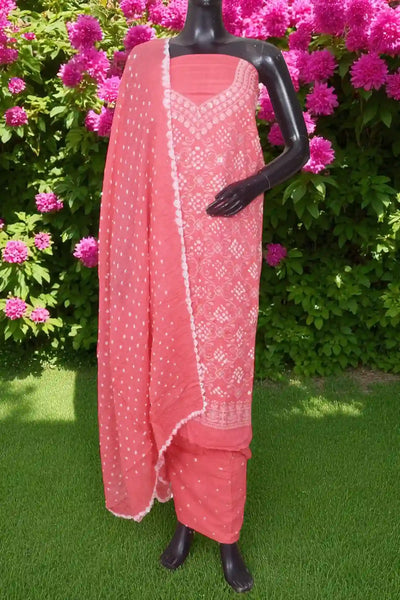Bandhani Cotton Designer Suit with Embroidery