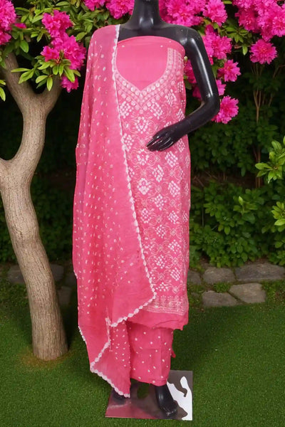 Bandhani Cotton Designer Suit with Embroidery