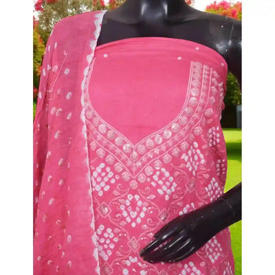 Bandhani Cotton Designer Suit with Embroidery