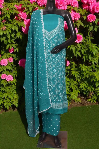 Bandhani Cotton Designer Suit with Embroidery