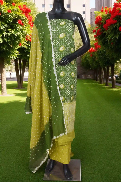 Bandhani Cotton Designer Suit with Embroidery