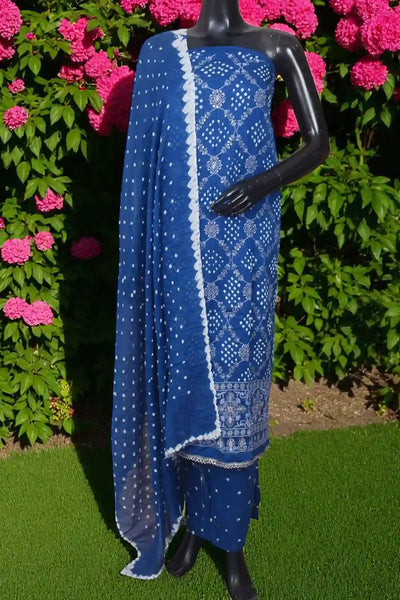 Bandhani Cotton Designer Suit with Embroidery