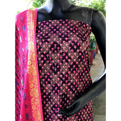 Banarasi Cotton Bagh Block Print Suit with Dupatta