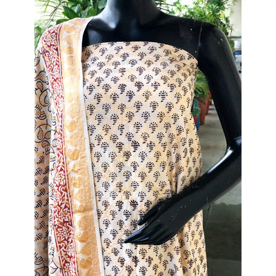 Banarasi Cotton Bagh Block Print Suit with Dupatta