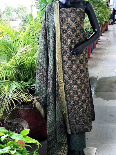 Banarasi Cotton Bagh Block Print Suit with Dupatta