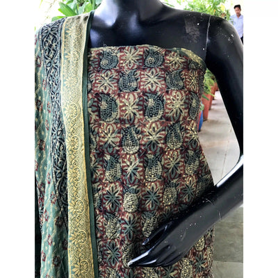 Banarasi Cotton Bagh Block Print Suit with Dupatta