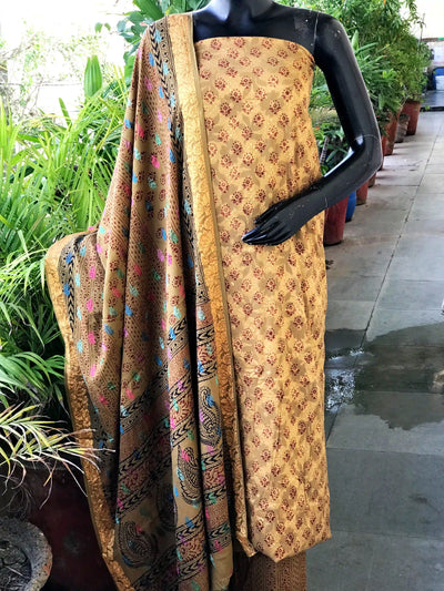 Banarasi Cotton Bagh Block Print Suit with Dupatta