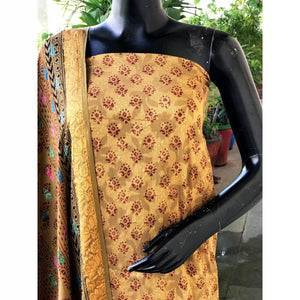 Banarasi Cotton Bagh Block Print Suit with Dupatta