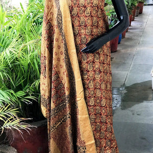 Banarasi Cotton Bagh Block Print Suit with Dupatta