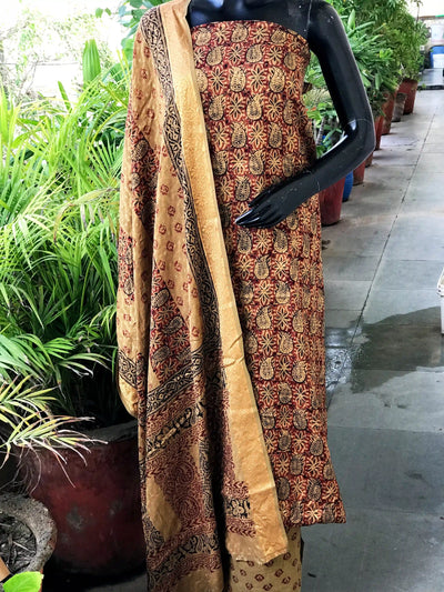 Banarasi Cotton Bagh Block Print Suit with Dupatta