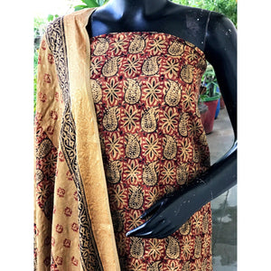 Banarasi Cotton Bagh Block Print Suit with Dupatta