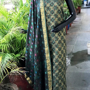 Banarasi Cotton Bagh Block Print Suit with Dupatta