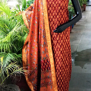 Banarasi Cotton Bagh Block Print Suit with Dupatta