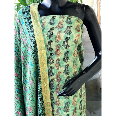 Banarasi Cotton Bagh Block Print Suit with Dupatta