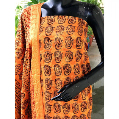 Banarasi Cotton Bagh Block Print Suit with Dupatta
