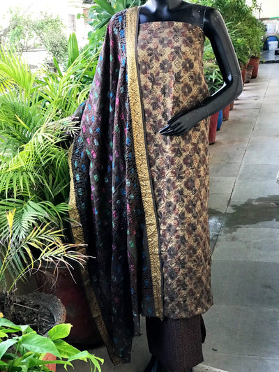Banarasi Cotton Bagh Block Print Suit with Dupatta