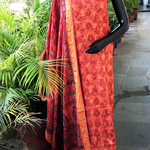 Banarasi Cotton Bagh Block Print Suit with Dupatta