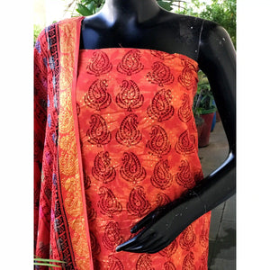 Banarasi Cotton Bagh Block Print Suit with Dupatta
