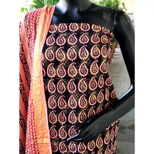 Banarasi Cotton Bagh Block Print Suit with Dupatta