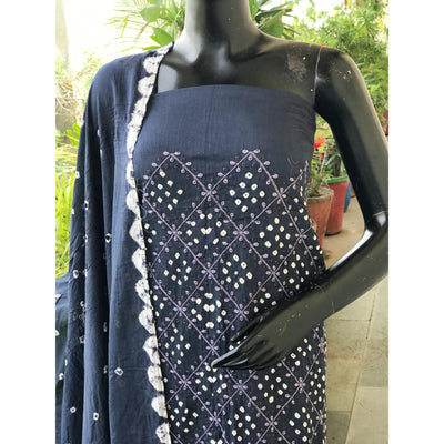 Bandhani Cotton Designer Suit with Embroidery