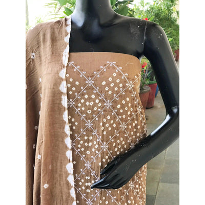 Bandhani Cotton Designer Suit with Embroidery