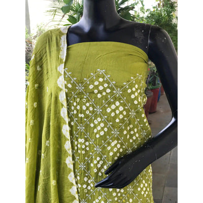 Bandhani Cotton Designer Suit with Embroidery