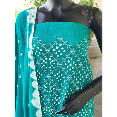 Bandhani Cotton Designer Suit with Embroidery