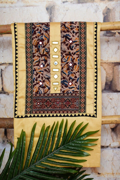 Brown Patchwork Kalamkari Block Print Suit