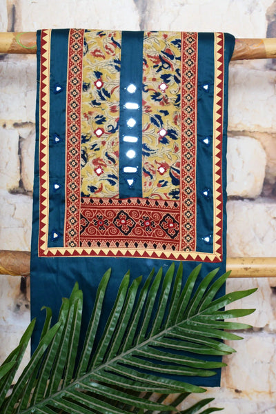 Brown Patchwork Kalamkari Block Print Suit