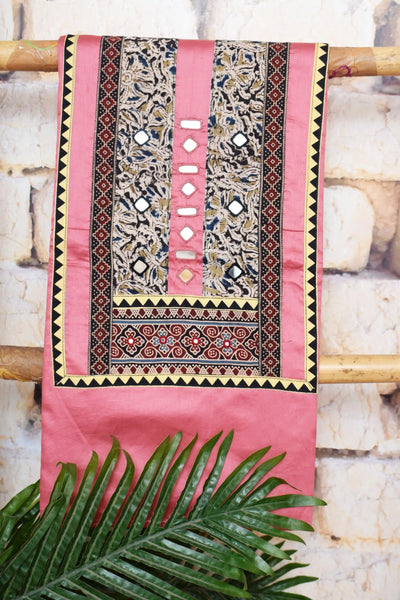 Brown Patchwork Kalamkari Block Print Suit