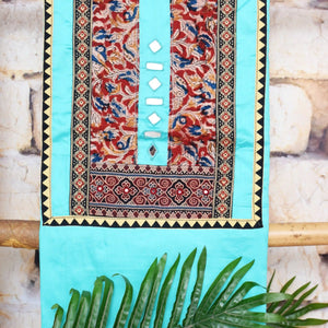 Brown Patchwork Kalamkari Block Print Suit