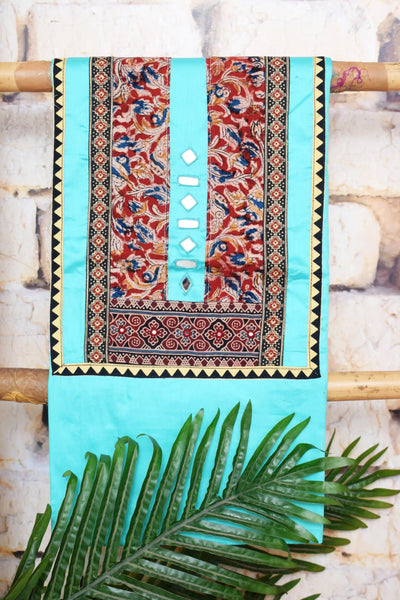 Brown Patchwork Kalamkari Block Print Suit