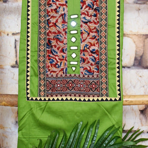 Brown Patchwork Kalamkari Block Print Suit