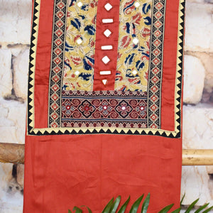 Brown Patchwork Kalamkari Block Print Suit