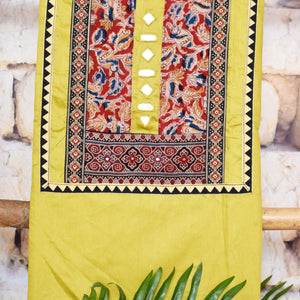 Brown Patchwork Kalamkari Block Print Suit