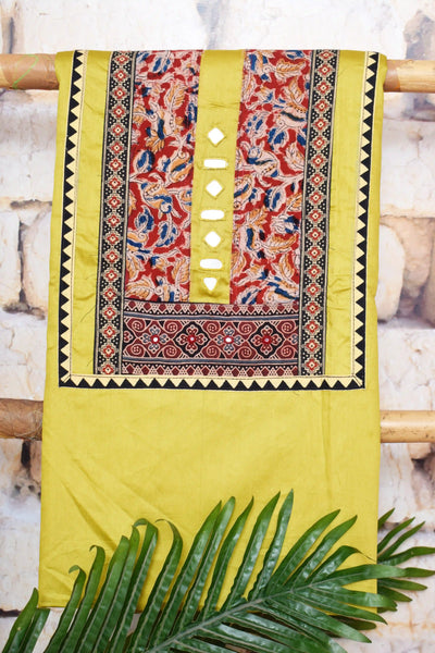 Brown Patchwork Kalamkari Block Print Suit
