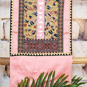 Brown Patchwork Kalamkari Block Print Suit