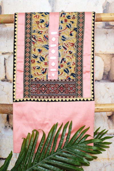 Brown Patchwork Kalamkari Block Print Suit