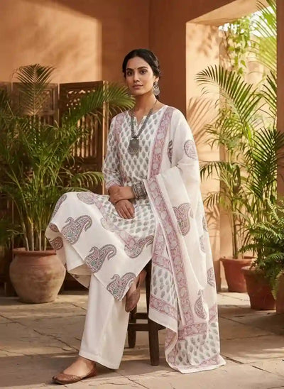White Jaipuri Block Print Designer Kurti