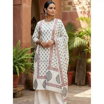White Jaipuri Block Print Designer Kurti